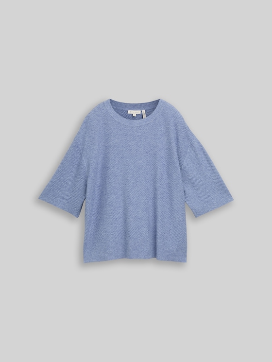 Loose-fit knitted jumper - fern blue melange