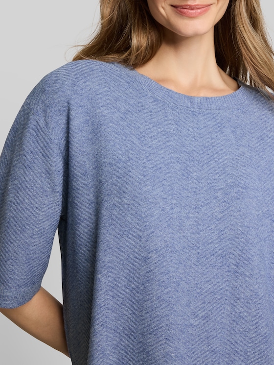 Loose-fit knitted jumper - fern blue melange