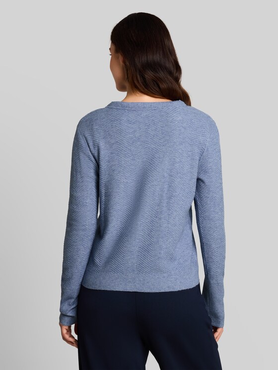 Knitted jumper with a marl effect - fern blue melange