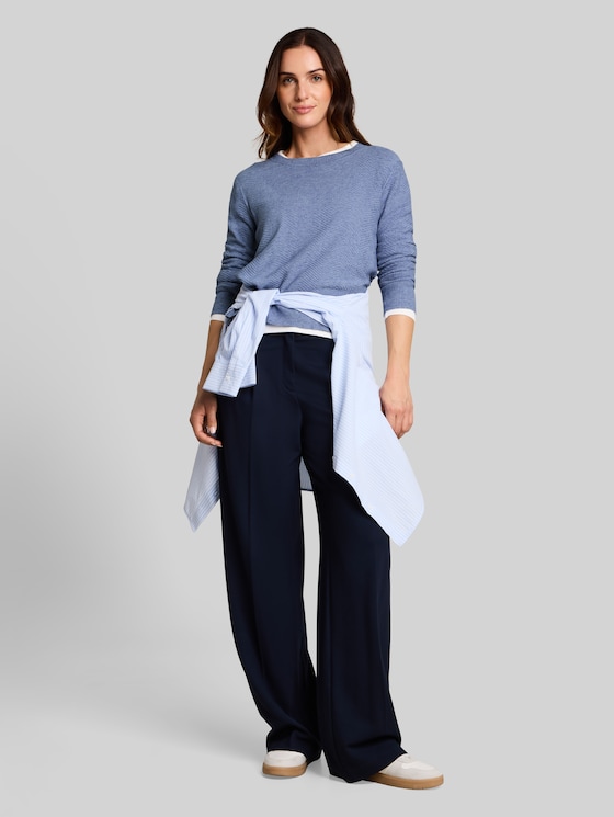 Knitted jumper with a marl effect - fern blue melange