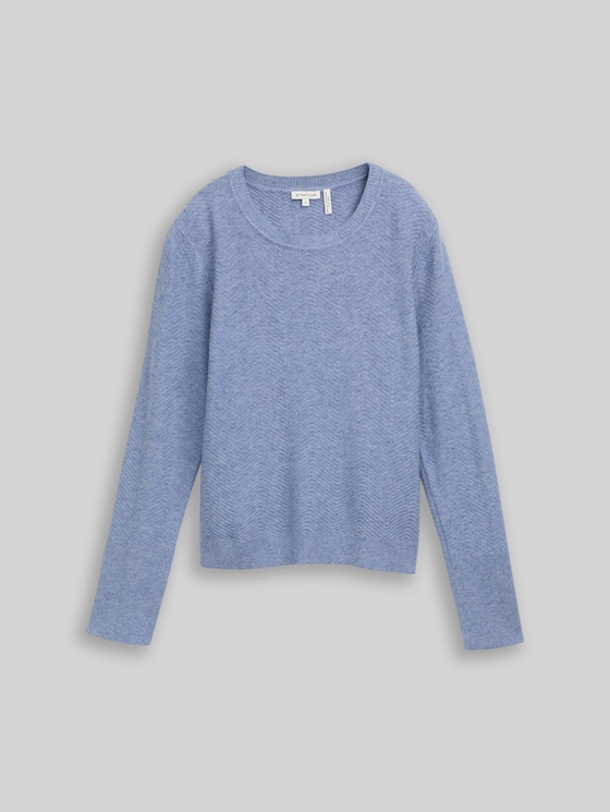 Knitted jumper with a marl effect - fern blue melange