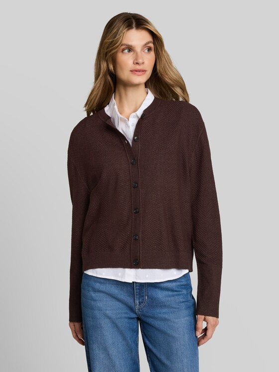 Cardigan with a round neckline - java dark brown melange