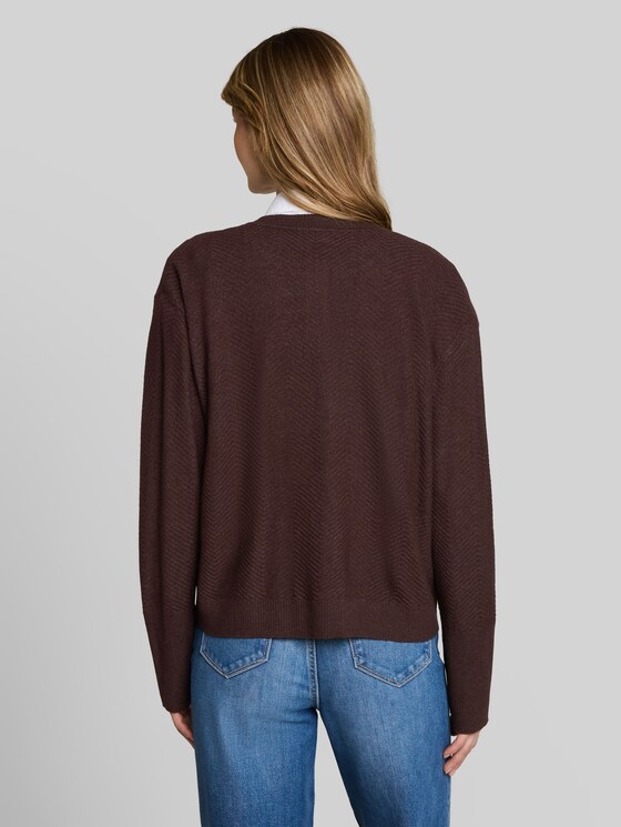 Cardigan with a round neckline - java dark brown melange