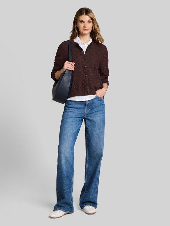 Cardigan with a round neckline - java dark brown melange