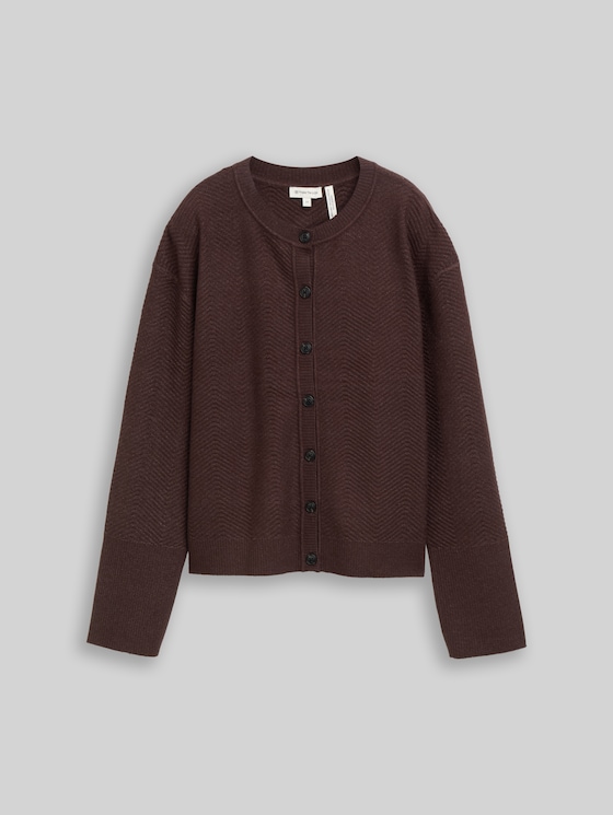 Cardigan with a round neckline - java dark brown melange