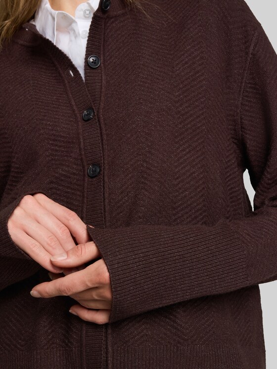 Cardigan with a round neckline - java dark brown melange
