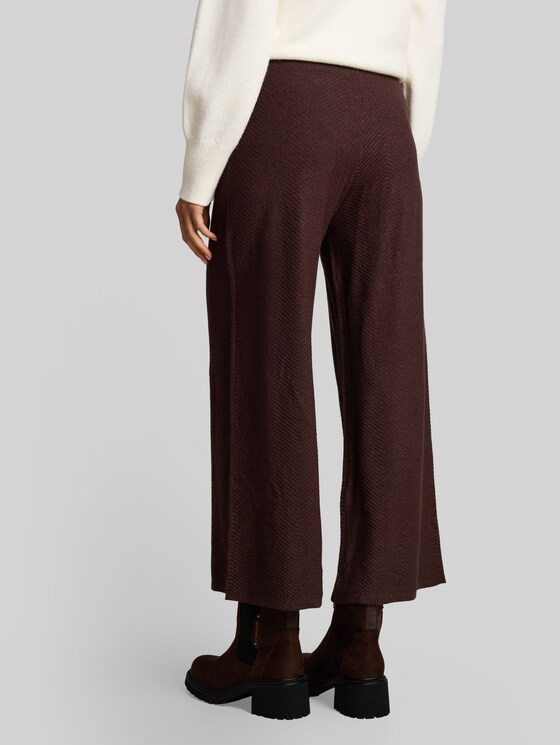 Wide-leg knitted trousers - java dark brown melange