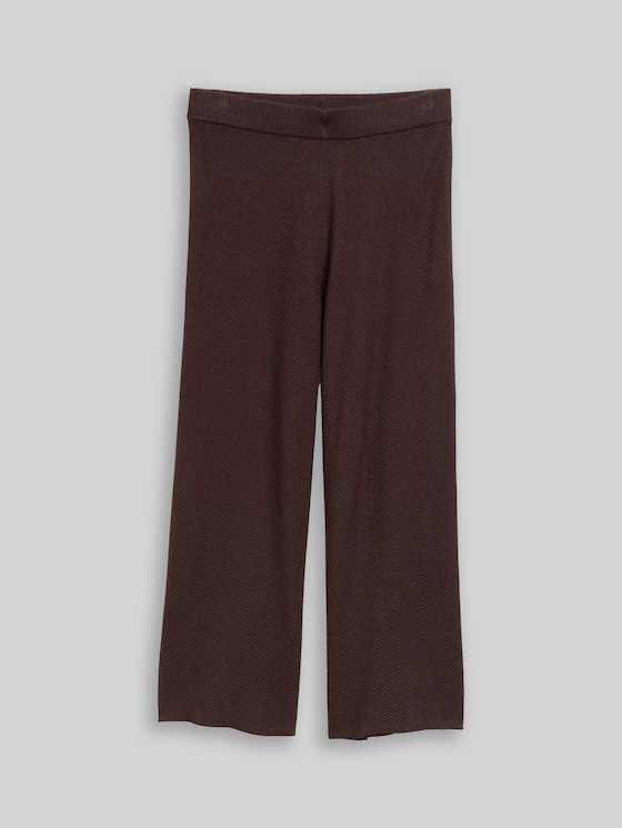 Wide-leg knitted trousers - java dark brown melange