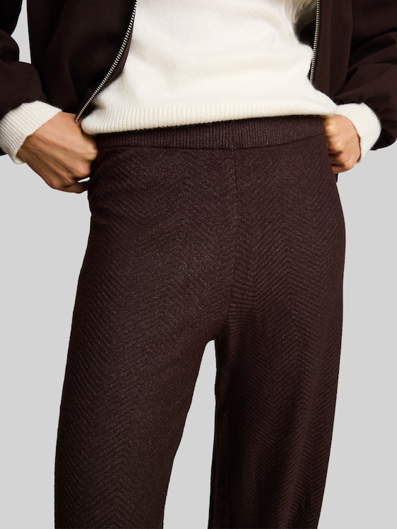 Wide-leg knitted trousers - java dark brown melange