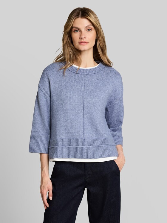 Loose-fit cosy jumper - fern blue melange