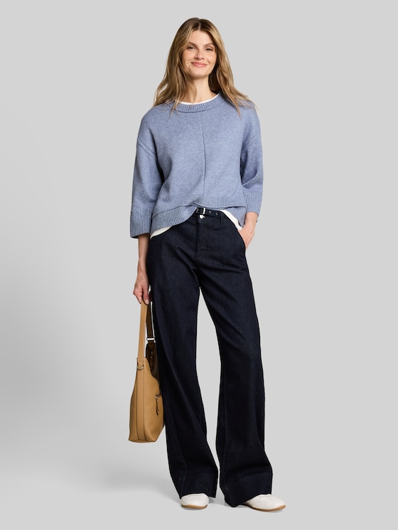 Loose-fit cosy jumper - fern blue melange