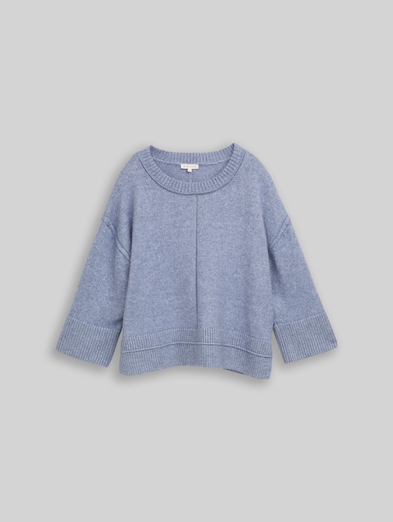 Loose-fit cosy jumper - fern blue melange