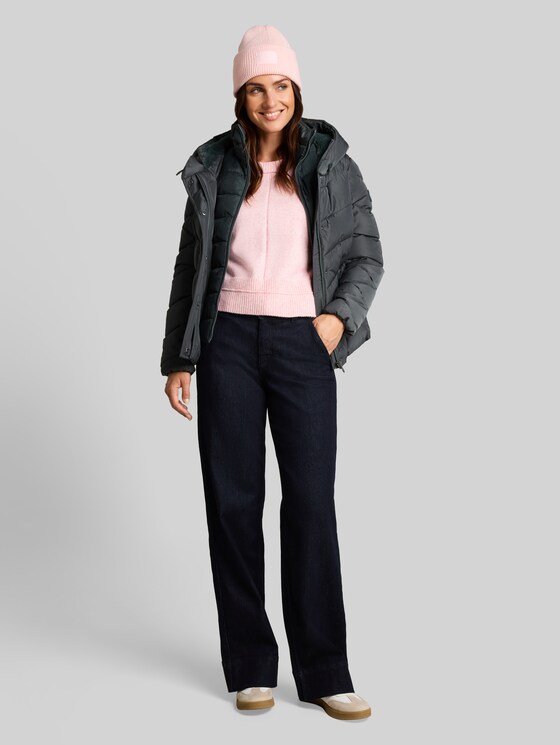 Loose-fit cosy jumper - light pastel pink melange