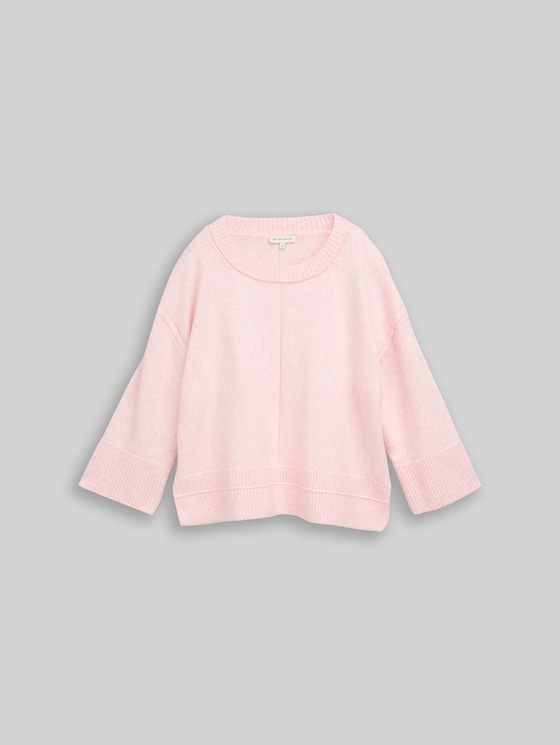 Loose-fit cosy jumper - light pastel pink melange