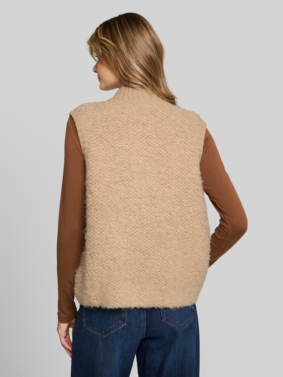 Bouclé slipover with zip - gravel beige melange