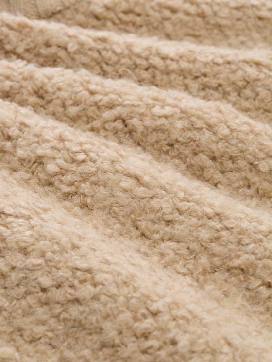 Bouclé slipover with zip - gravel beige melange