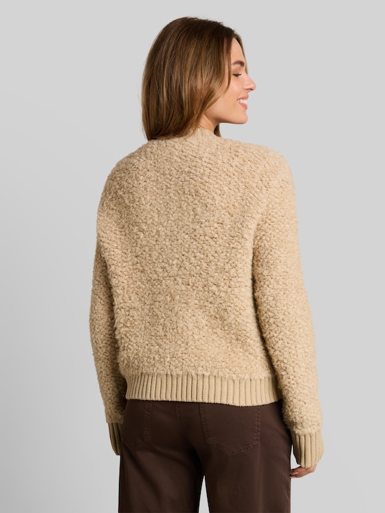 Loose-fit bouclé cardigan - gravel beige melange