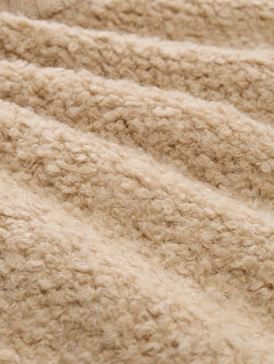 Loose-fit bouclé cardigan - gravel beige melange
