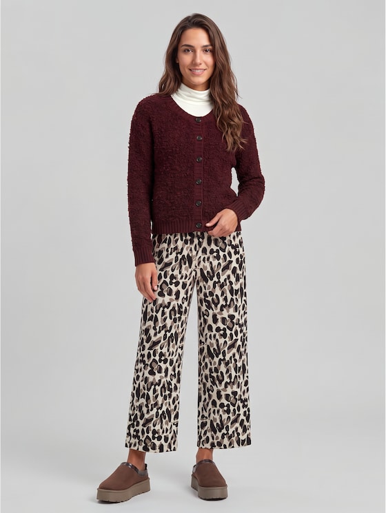 Loose-fit bouclé cardigan - preppy plum melange