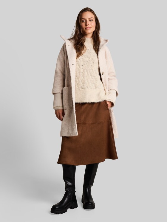 Loose-fit knitted jumper with wool blend - whisper offwhite melange