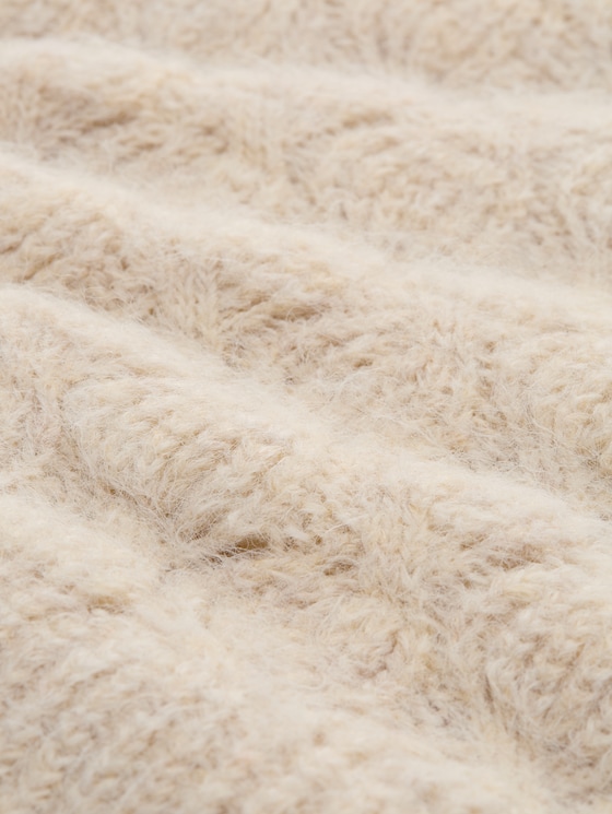 Loose-fit knitted jumper with wool blend - whisper offwhite melange