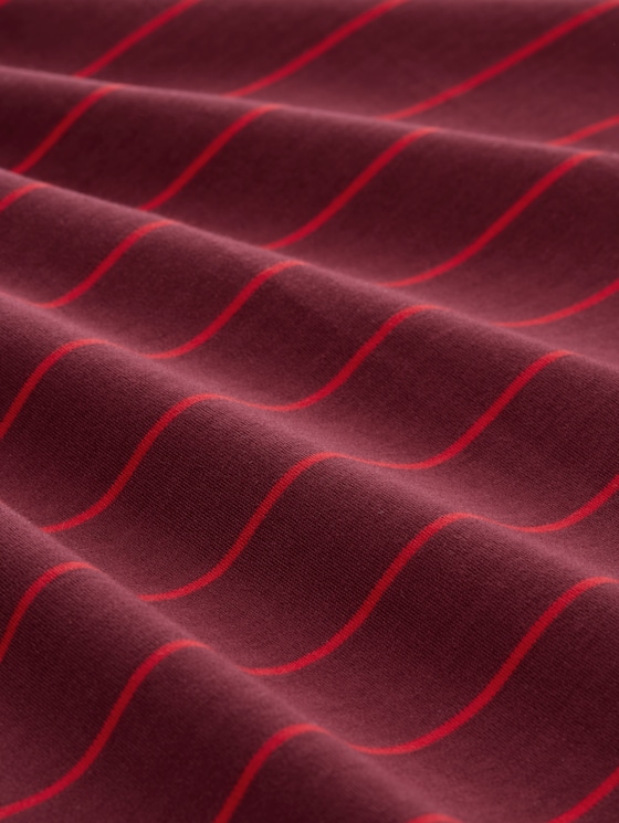 Cotton T-shirt - plum red irregular stripe