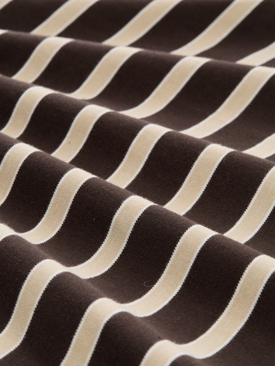 Cotton T-shirt - brown beige irregular stripe
