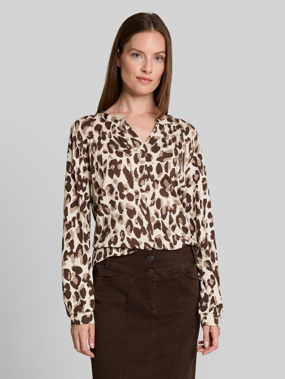 Patterned blouse-style top - brown beige leo print