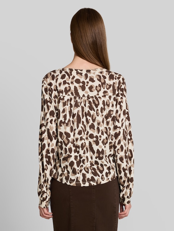 Patterned blouse-style top - brown beige leo print
