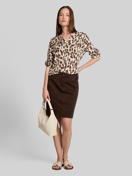 Patterned blouse-style top - brown beige leo print