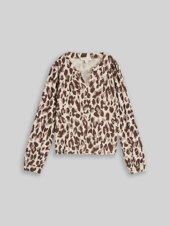 Patterned blouse-style top - brown beige leo print