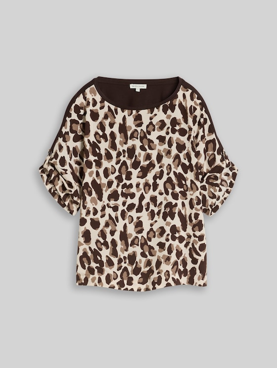 T-shirt with leopard print - brown beige leo print