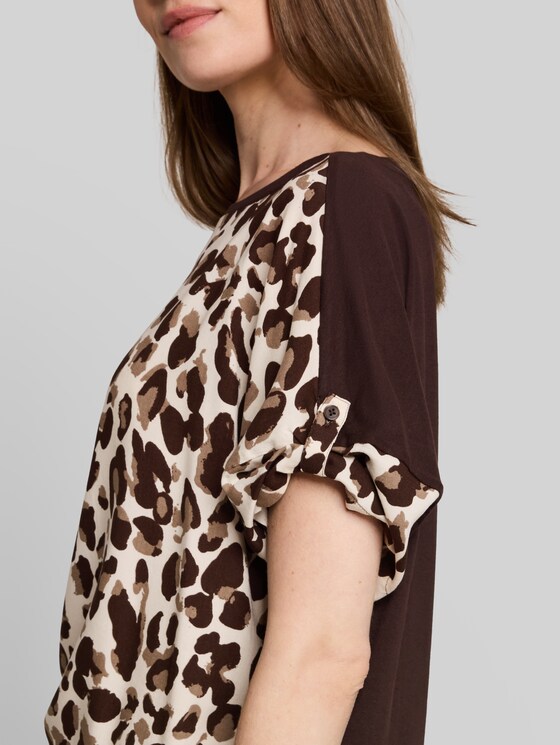 T-shirt with leopard print - brown beige leo print