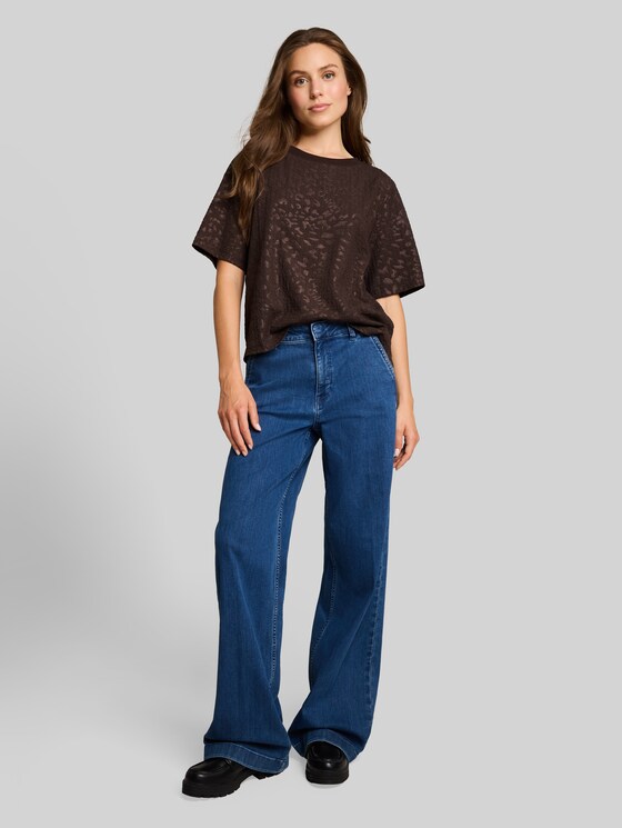 Boxy-fit T-shirt with leopard print - java dark brown