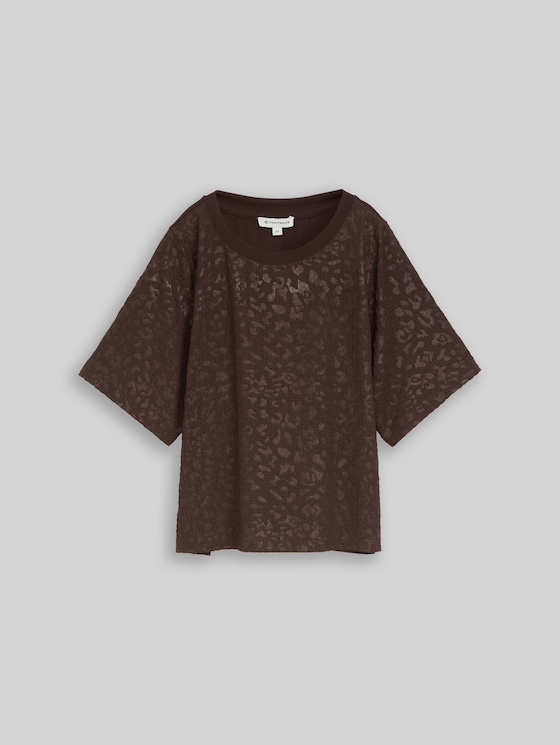 Boxy-fit T-shirt with leopard print - java dark brown