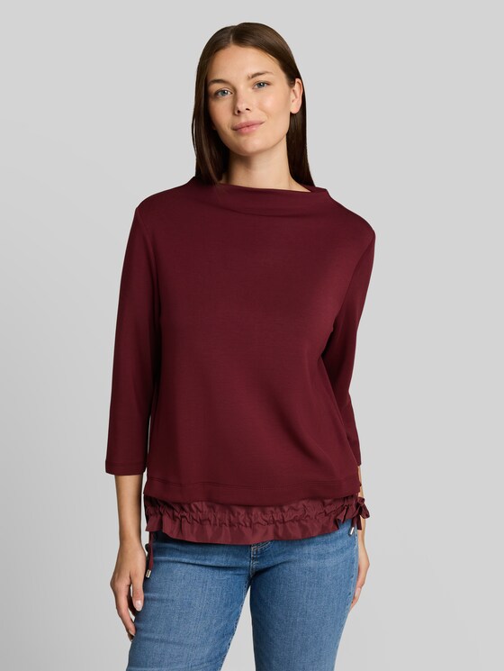 Scuba long-sleeved top with a 2-in-1 look - Preppy Plum