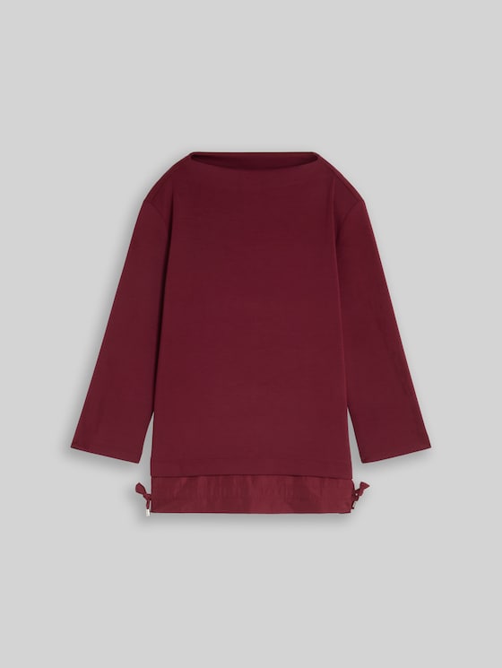Scuba long-sleeved top with a 2-in-1 look - Preppy Plum