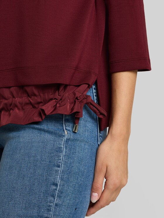 Scuba long-sleeved top with a 2-in-1 look - Preppy Plum
