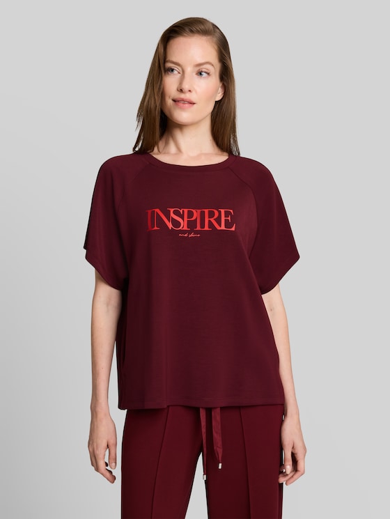 Scuba T-shirt with lettering - Preppy Plum