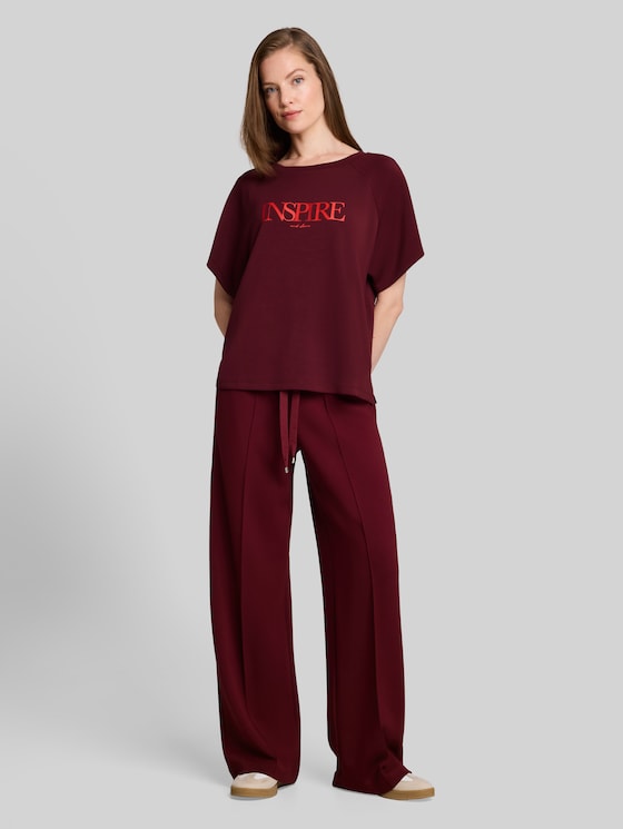 Scuba T-shirt with lettering - Preppy Plum