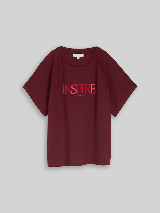 Scuba T-shirt with lettering - Preppy Plum