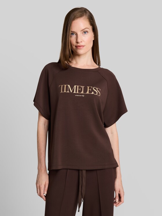 Scuba T-shirt with lettering - java dark brown