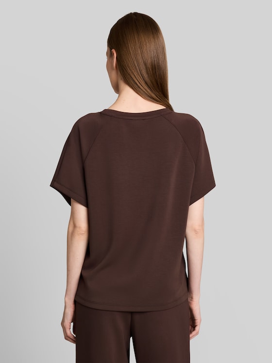 Scuba T-shirt with lettering - java dark brown