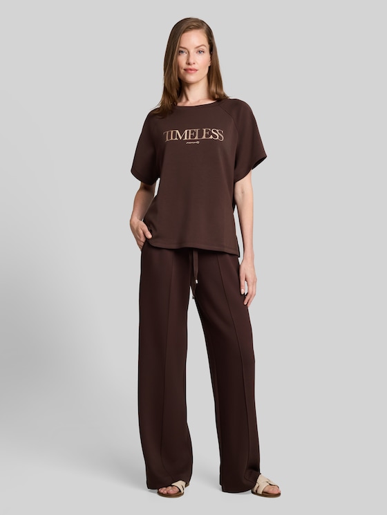 Scuba T-shirt with lettering - java dark brown
