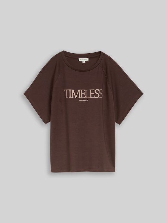Scuba T-shirt with lettering - java dark brown