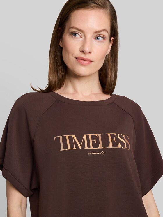 Scuba T-shirt with lettering - java dark brown