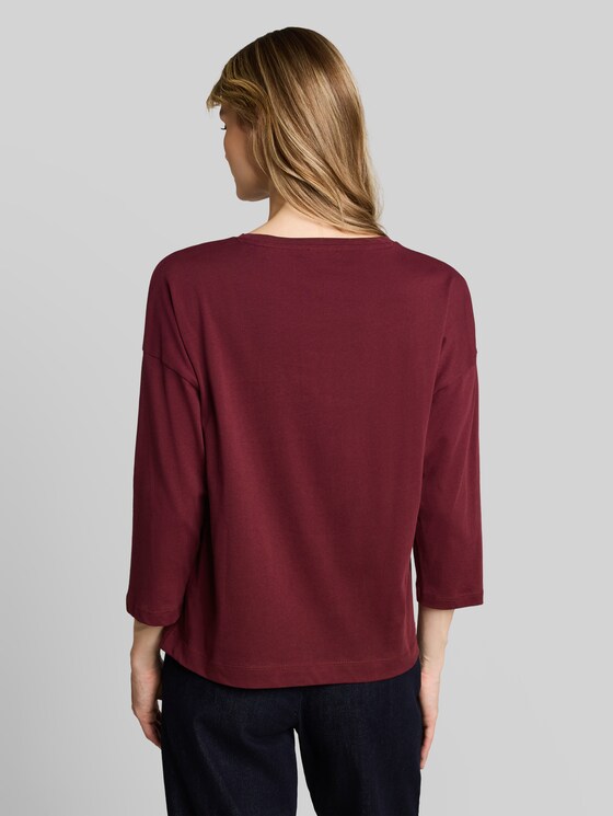 Loose-fit T-shirt with floral appliqué - Preppy Plum