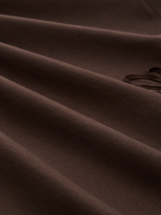 Loose-fit T-shirt with floral appliqué - java dark brown