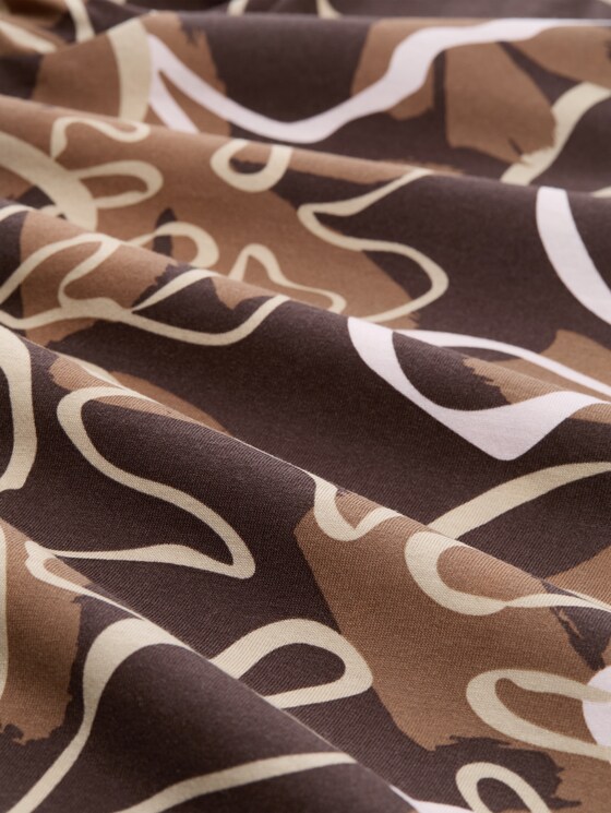 Blouse-style top with floral pattern - brown big flower design