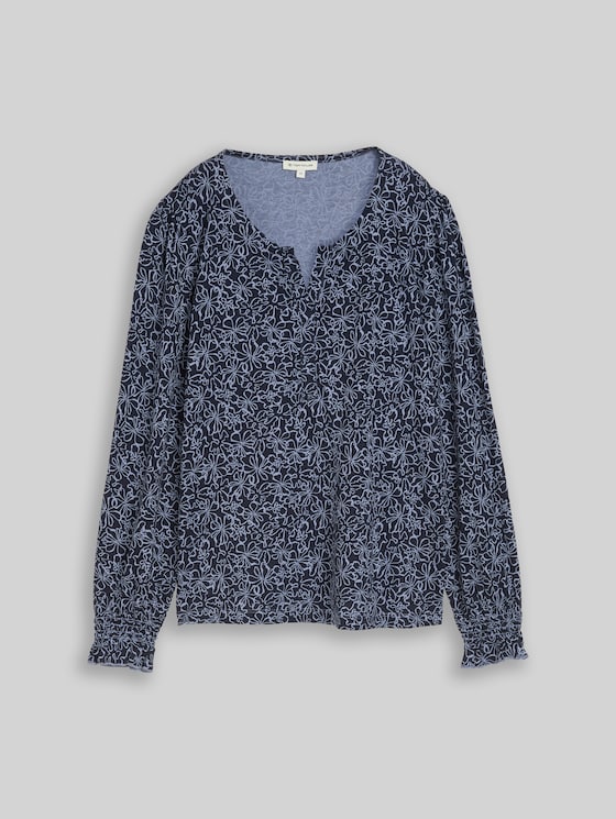 Blouse-style top with floral pattern - navy white flower print